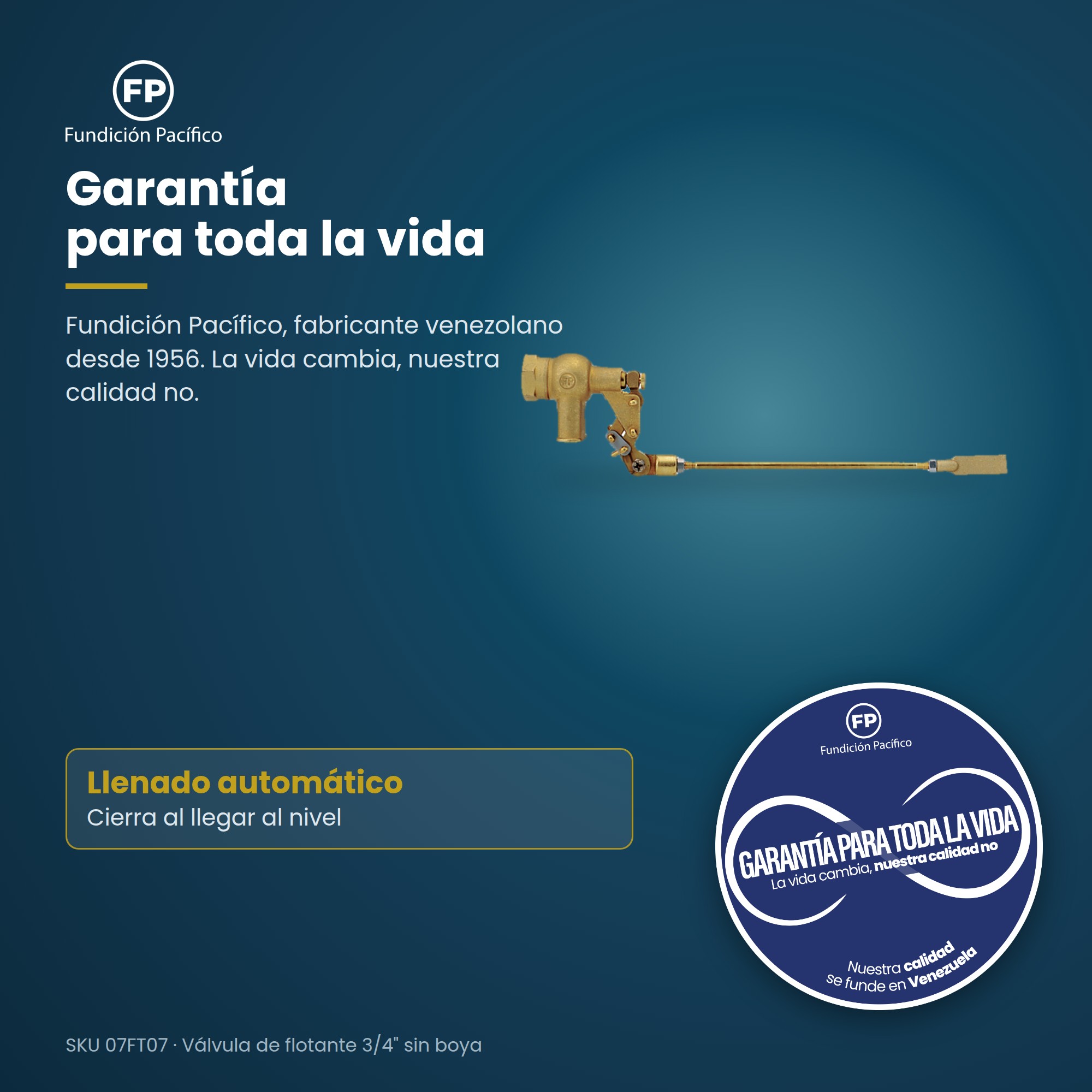 Válvula de flotante de 3/4 de pulgada para tanque sin boya de aleación de cobre y latón