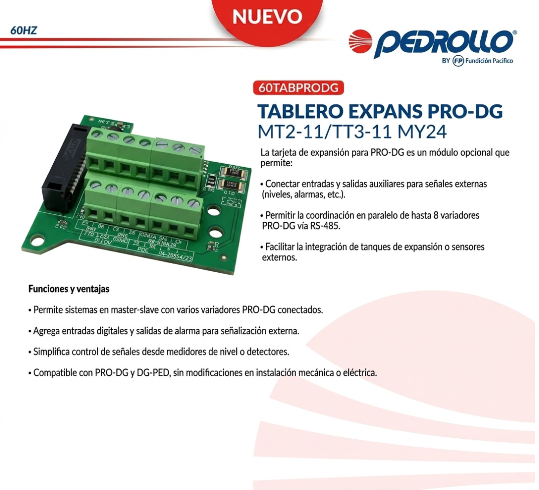 Tarjeta de expansión para variadores Pedrollo PRO-DG y DG-PED