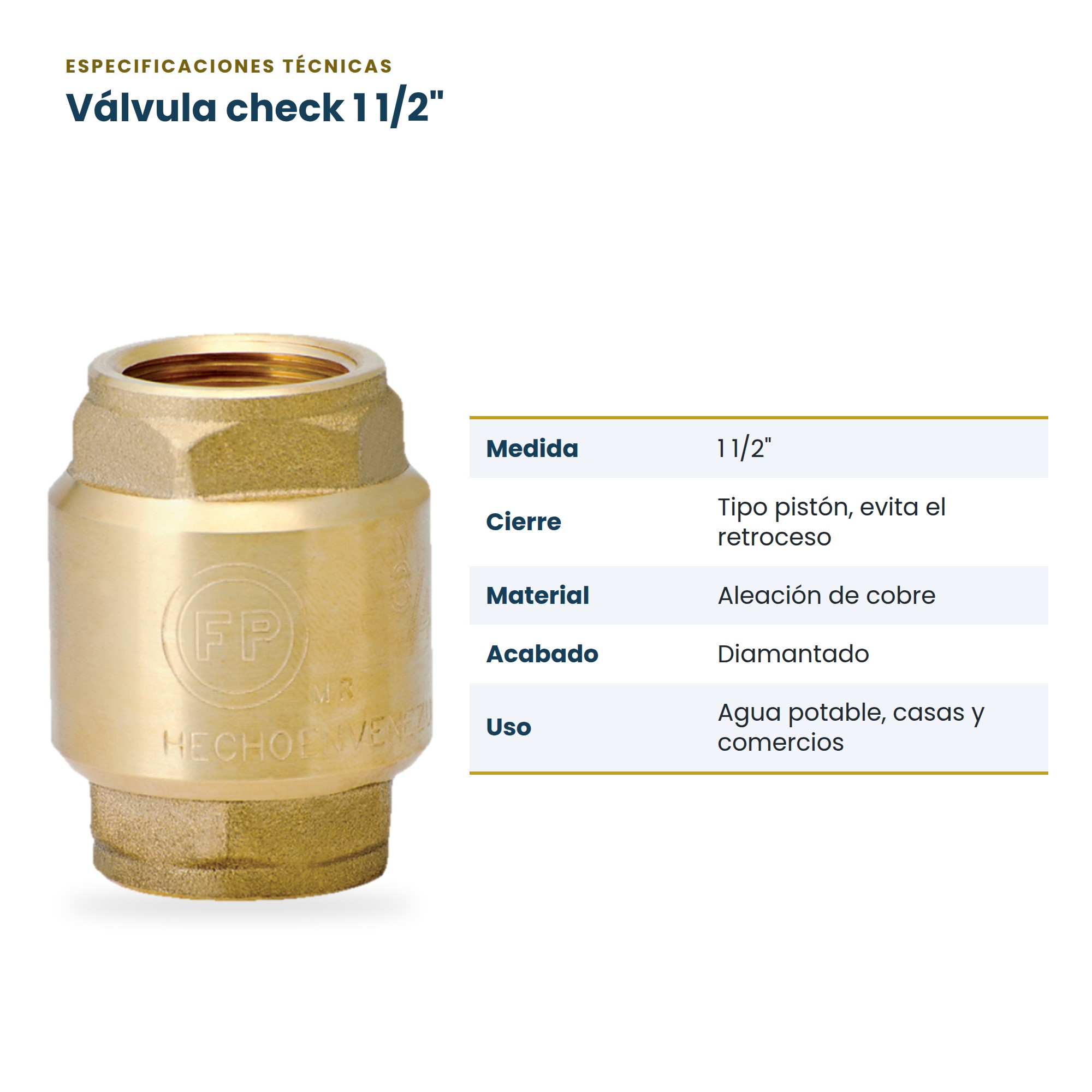 VALVULA CHECK 1 1/2'' C/M PEQ.