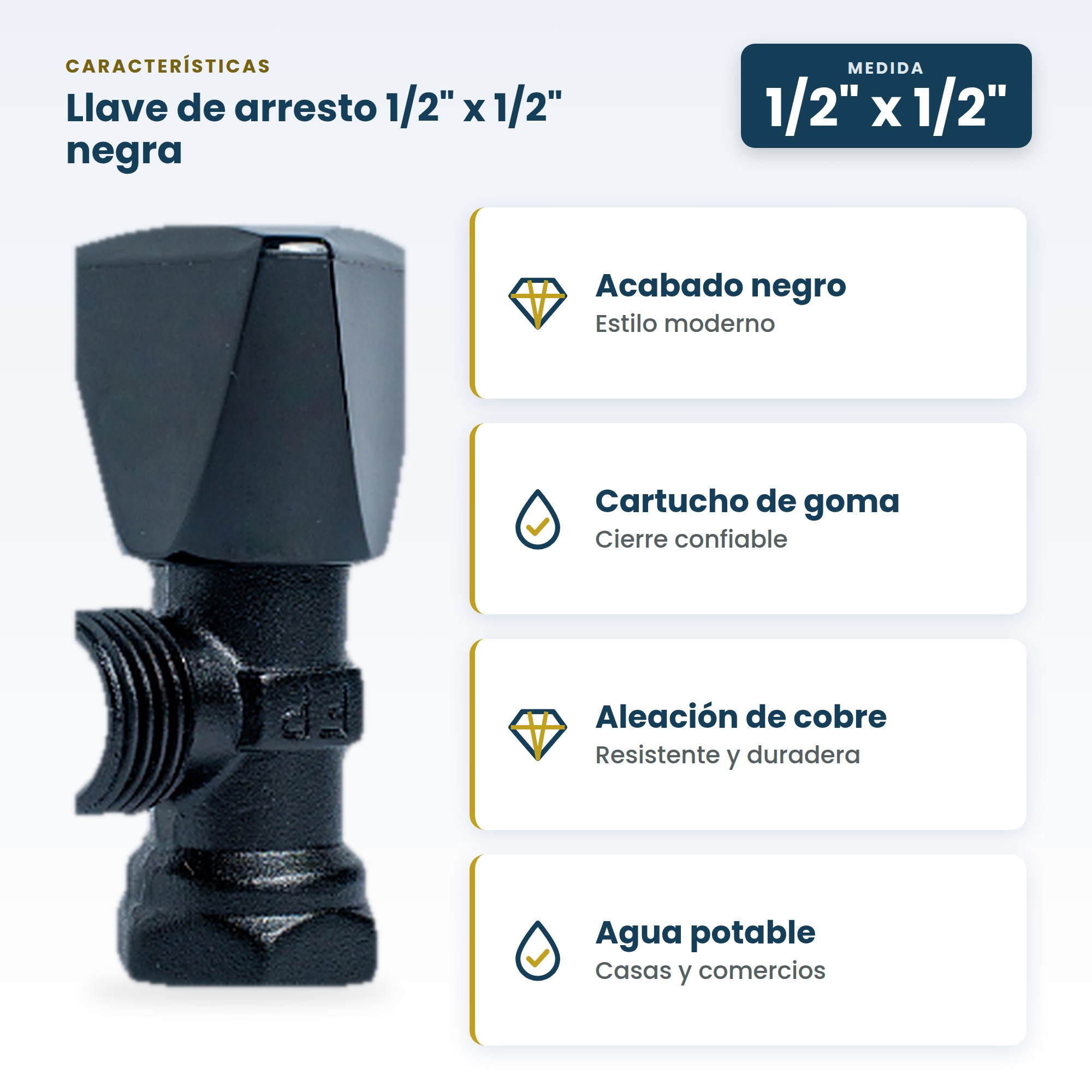 Llave de arresto de 1/2