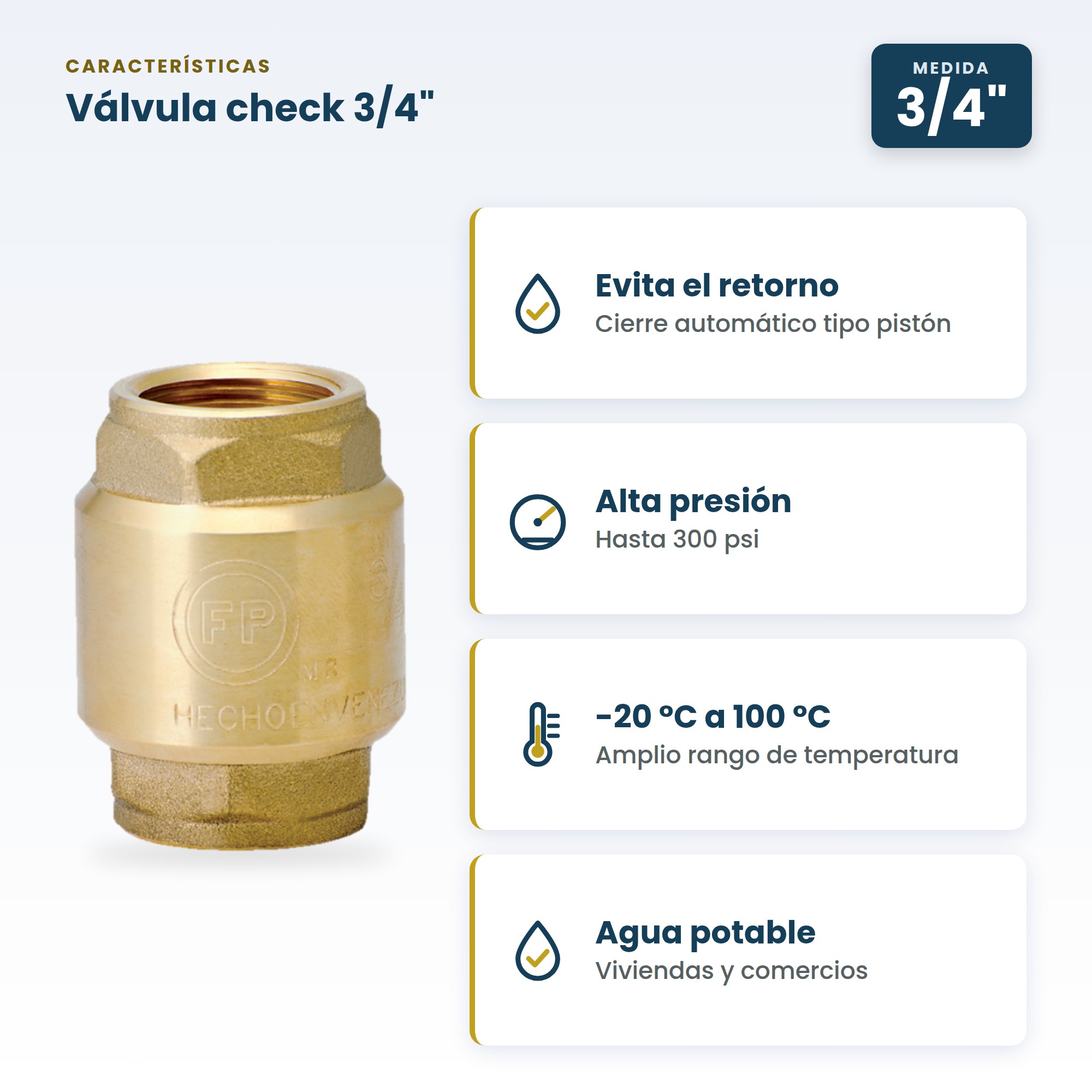 Válvula de Retención (Check) de 3/4